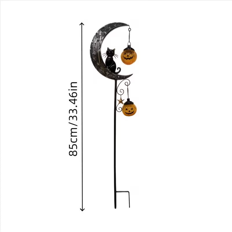 Piquet de jardin Halloween lune, chat et citrouilles