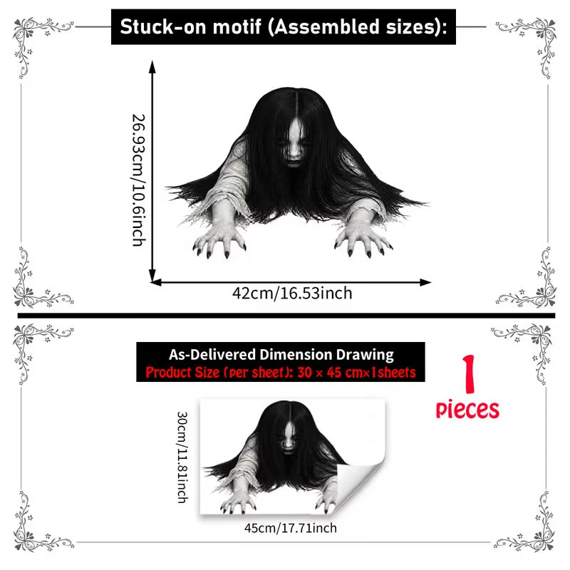 Autocollant de sol Halloween effet monstre